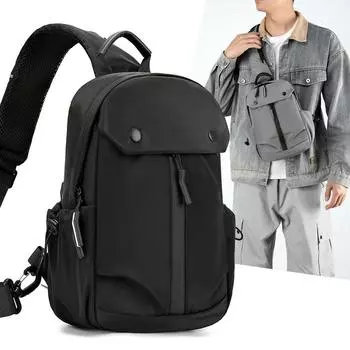 Женская нагрудная сумка, мужская деловая сумка через плечо, сумка для телефона из ткани Оксфорд, сумка для отдыха и путешествий для студентов, школьная сумка, поясная сумка чёрный