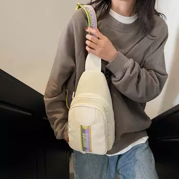 Женская нагрудная сумка, однотонная сумка через плечо чёрный