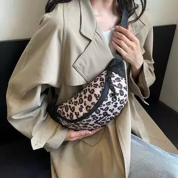 Женская нагрудная сумка с леопардовым принтом, многофункциональная сумка через плечо, сумка через плечо белый