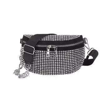 Женская нагрудная сумка со стразами, блестящие сумки через плечо на ремне, регулируемый ремень и молния для девочек, вечерние сумки на открытом воздухе