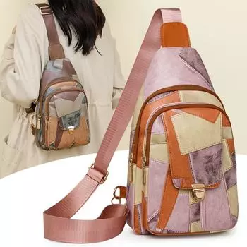 Женская нагрудная сумка, сумка на пояс, сшитая в стиле ретро, легкая сумка через плечо розовый