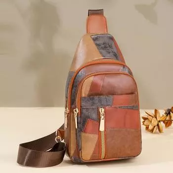 Женская нагрудная сумка, винтажная, мягкая кожаная сумка через плечо, прошитая сумка через плечо розовый