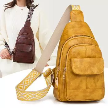 Женская нагрудная сумка, винтажная сумка через плечо, женская сумка через плечо большой емкости коричневый