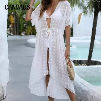 Женская накидка больших размеров в горошек, объемная шифоновая рубашка, пляжная рубашка от солнца, нестандартный галстук, кардиган, накидки One Size чёрный