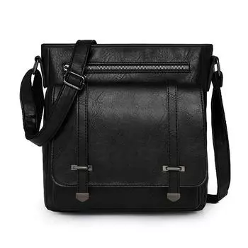 Женская наплечная сумка большой вместимости для бизнеса и поездок, сумка кроссбоди в стиле ретро, сумка-мессенджер из ПУ, маленькая квадратная сумка чёрный