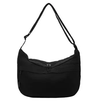 Женская наплечная сумка большой вместимости, сумка кроссбоди, легкая сумка-хобо чёрный