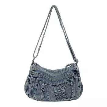 Женская наплечная сумка джинсовая винтажная сумка кроссбоди синий