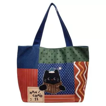 Женская наплечная сумка холщовая большая вместительная сумка-тоут