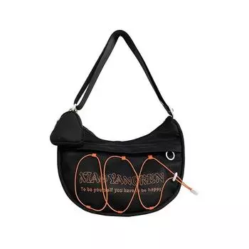 Женская наплечная сумка Легкая вместительная наплечная сумка Сумка-хобо с принтом букв чёрный