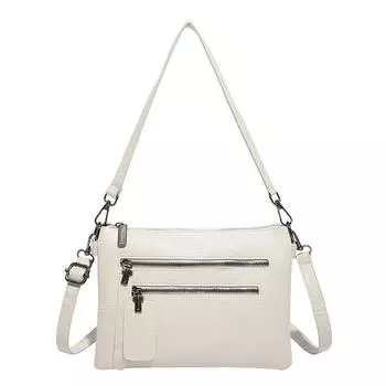 Женская наплечная сумка многослойная сумка кроссбоди из мягкой кожи сумка для мобильного телефона бежевый