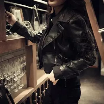 Женская негабаритная мотоциклетная куртка из искусственной кожи, короткая куртка XS