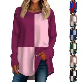 Женская негабаритная полосатая рубашка с длинными рукавами и круглым вырезом, полосатая футболка, верхний пуловер S чёрный