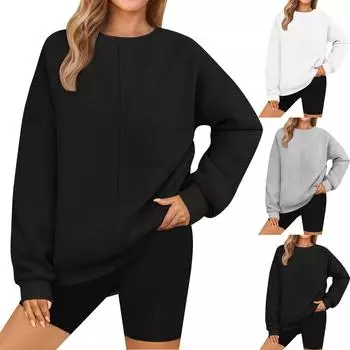 Женская негабаритная толстовка с длинным рукавом, повседневная свободная рубашка на пуговицах с V-образным вырезом, туника, топы, рубашки M серый