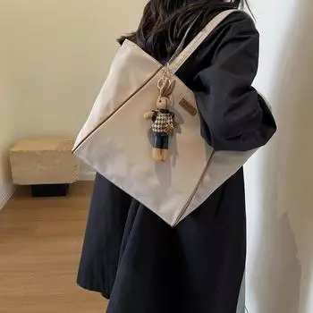 Женская нейлоновая большая сумка через плечо большой вместимости чёрный