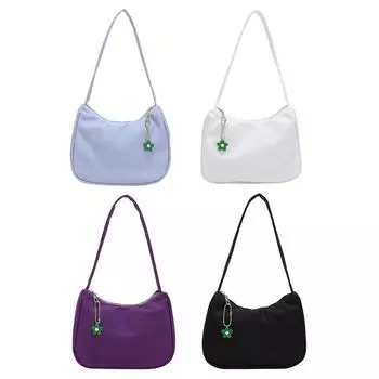 Женская нейлоновая повседневная сумка для подмышек, стильная сумка для подмышек, однотонная повседневная сумка на ремне # белый