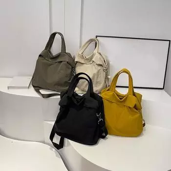 Женская нейлоновая сумка через плечо, большая вместимость, простая сумка-тоут, однотонная сумка для отдыха, женская сумка для фитнеса 32x7.5x33cm жёлтый