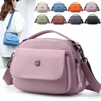 Женская нейлоновая сумка, легкая маленькая сумка, однотонная сумка через плечо синий