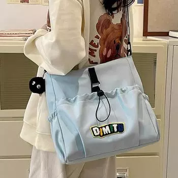 Женская нейлоновая сумка, легкая сумка через плечо, однотонная дорожная сумка через плечо чёрный