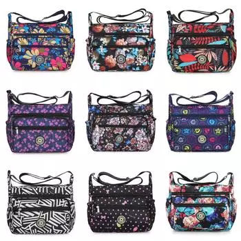 Женская нейлоновая сумка-мешок с цветочным принтом, большая тканевая сумка в виде пельменей, женская сумка через плечо на одно плечо