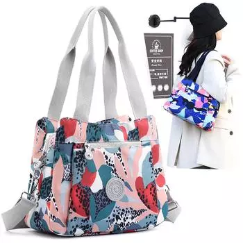 Женская нейлоновая сумка с принтом, сумка для мамы, водонепроницаемая сумка через плечо, легкая сумка через плечо, сумка среднего возраста