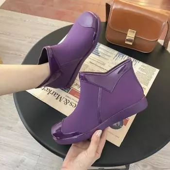 Женская непромокаемая обувь Модные трендовые непромокаемые противоскользящие ботинки с короткими рукавами для взрослых 36 фиолетовый