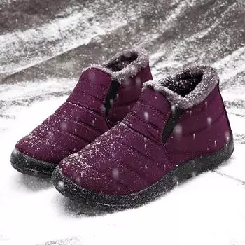 Женская непромокаемая теплая меховая подкладка, повседневные зимние ботинки без шнуровки, зимняя обувь 41 чёрный