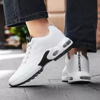 Женская нескользящая спортивная обувь, новые дышащие кроссовки на платформе, женские тканые повседневные удобные кроссовки для бега 35 белый