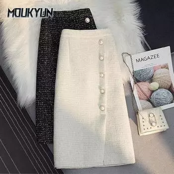 Женская нежная шелковая юбка-полутела, женские юбки-миди с высокой талией S чёрный