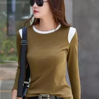 Женская нижняя рубашка с длинными рукавами, полуводолазка, большой размер, универсальный внутренний слой для осени и зимы, теплые топы S чёрный