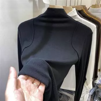 Женская нижняя рубашка с половиной высокого воротника и топ с длинными рукавами XL