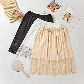 Женская нижняя юбка средней длины, кружевная непроницаемая внутренняя юбка Hanfu L абрикосовый