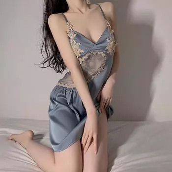 Женская ночная пижама Four Seasons Deep V Backless Suspender Пижама женская кружевная сексуальная пижама M