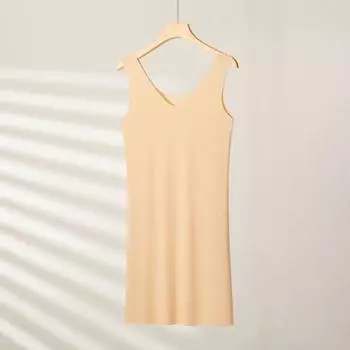 Женская ночная рубашка, бесшовная, из ледяного шелка, тонкая, с V-образным вырезом, без рукавов, однотонная, свободная, плюс размер, нижняя юбка 3XL белый