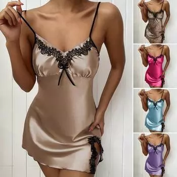 Женская ночная рубашка без рукавов с глубоким вырезом и открытой спиной выше колена, женская одежда для сна для спальни L