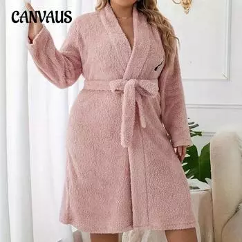 Женская ночная рубашка больших размеров с длинными рукавами, плотная мягкая осенне-зимняя фланелевая пижама XL розовый