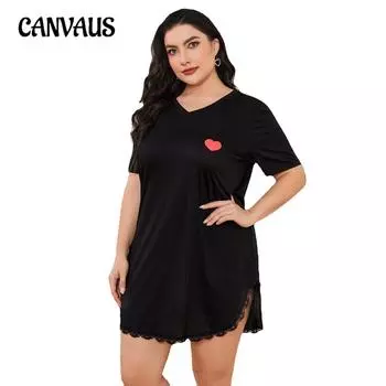 Женская ночная рубашка больших размеров, весенне-летняя ночная рубашка с короткими рукавами, свободная домашняя одежда L чёрный