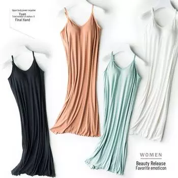 Женская ночная рубашка большого размера с подтяжками на груди - безбюстгальтерная пижама для дома