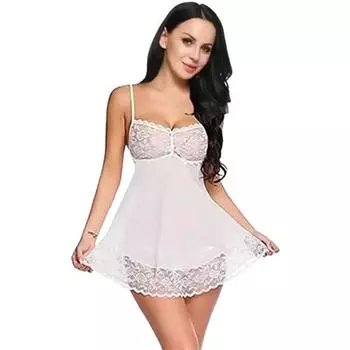 Женская ночная рубашка Ladysta Baby Doll, свободный размер (С, М, Л) Free Size (S, M, L) белый