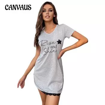 Женская ночная рубашка, летняя тонкая ночная рубашка с короткими рукавами и v-образным вырезом, сексуальные ночные рубашки Pure Desire S светло-серый
