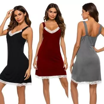 Женская ночная рубашка, однотонная, с V-образным вырезом, хлопковая ночная рубашка, повседневное платье, домашняя одежда S серый