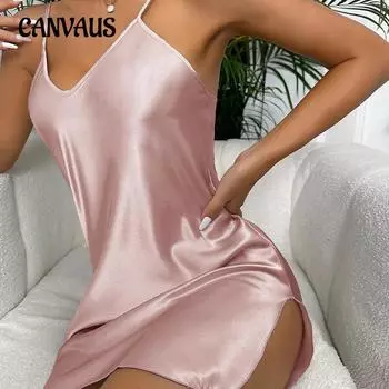 Женская ночная рубашка, повседневная домашняя одежда, сексуальное короткое платье на бретельках, однотонное женское спальное платье, спальное платье S розовый