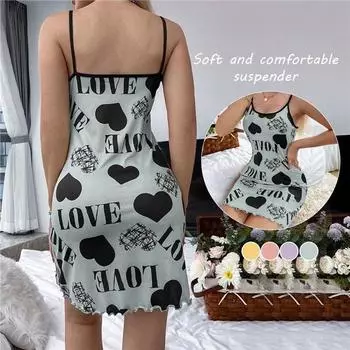 Женская ночная рубашка с буквенным принтом, платье-комбинация, нижнее белье, пижамы, домашняя одежда 3XL красный