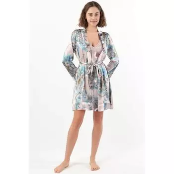 Женская ночная рубашка с цветочным принтом Пудровый халат