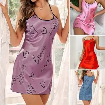 Женская ночная рубашка с круглым вырезом, без рукавов, ночная рубашка с подтяжками, гладкая ткань, ледяной шелк, пижамы S фиолетовый