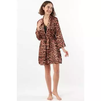 Женская ночная рубашка с леопардовым принтом черный