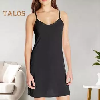 Женская ночная рубашка с v-образным вырезом и открытой спиной, однотонное платье на тонких бретельках, облегающее трапециевидное домашнее платье на бретельках, платье для сна 2XL чёрный
