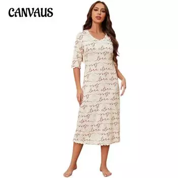 Женская ночная рубашка, весенние и летние длинные ночные рубашки с короткими рукавами для женщин S жёлтый