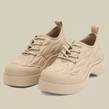 Женская новая британская обувь на толстой подошве, однотонная, модная, повседневная, удобная и универсальная, со шнуровкой 35 чёрный