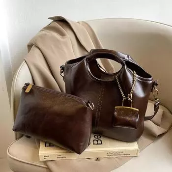 Женская новая европейская и американская ретро-модная сумка-мессенджер, модная сумка-ведро чёрный