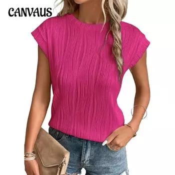 Женская новая футболка с круглым вырезом и коротким рукавом, фактурная, женская одежда из трансграничной ткани S белый